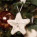 Новогоднее украшение Звезда Yes Fun пушистая кремово-белая с декором, 16х16 см