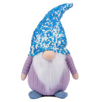 Новорічна м&lsquo;яка іграшка Novogod&lsquo;ko Гном Хлопчик, блакитна паєтка, 40см