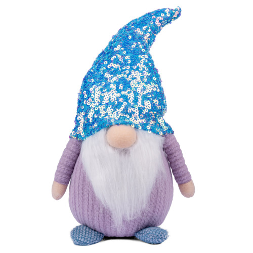 Новорічна м‘яка іграшка Novogod‘ko Гном Хлопчик, блакитна паєтка, 40см