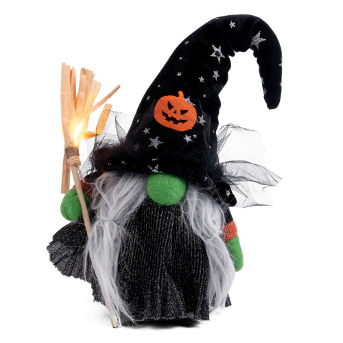 Мягкая игрушка Yes Fun Хэллоуин Ведьмочка 35 см, LED метла