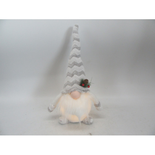 Новорічна м‘яка іграшка Novogod‘ko Гном білий, 35см, LED тіло