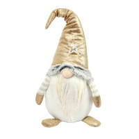 Новогодняя мягкая игрушка Novogodko Гном в золотом колпаке, 44 см, LED звезда