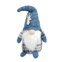 Новогодняя мягкая игрушка Novogodko Гном в синем колпаке, 31 см, LED нос
