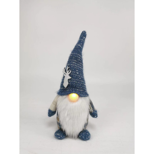 Новорічна м‘яка іграшка Novogod‘ko Гном в блакитному колпаку, 31см, LED ніс