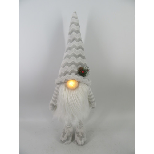 Новорічна м‘яка іграшка Novogod‘ko Гном білий, 60см, LED ніс