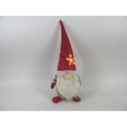 Новорічна м‘яка іграшка Novogod‘ko Гном в червоному, 37см, LED зірка