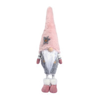 Новорічна м&lsquo;яка іграшка Novogod&lsquo;ko Гном в рожевому колпаку, 45см, LED ніс