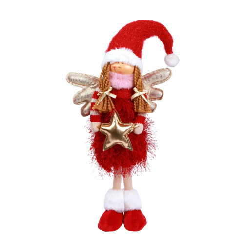 Новорічна м‘яка іграшка Novogod‘ko Дівчинка Янгол в червоному, 58см, LED крильця