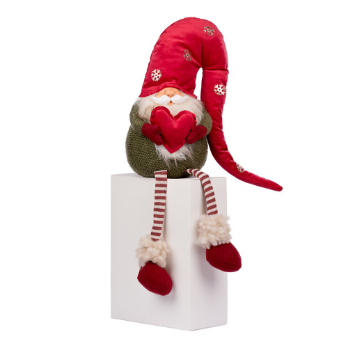Новогодняя мягкая игрушка Novogodko Гном с сердцем, 51 см, сидит