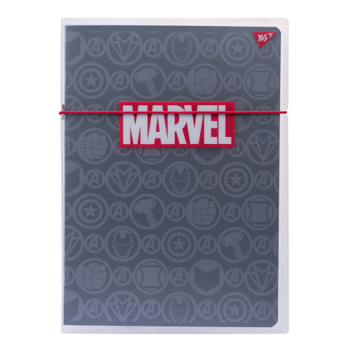 Тетрадь А4 клетка Пластиковая папке с рисунком Marvel Black, 48 листов