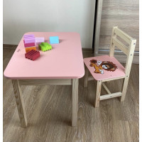 Стіл та стілець дитячий рожевий, стіл із ящиком WS-5431-4034