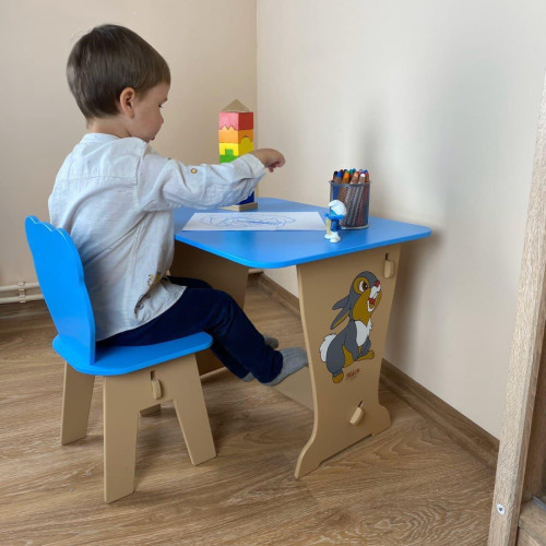 Столик парта, рисунок зайчик и стульчик детский Медвежонок WS-6221-4321