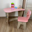Стол-парта розовый с крышкой облачко и стульчик фигурный WS-6131-4331