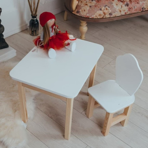 Детский столик и стульчик белый Столик с ящиком белоснежный WS-5410-4010