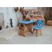 Детский стол-парта синий, рисунок зайчик и стульчик детский Медвежонок WS-6224-4321