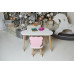 Білий столик хмарка і стільчик ведмедик дитячий рожевий білосніжний дитячий столик WS-771932