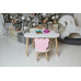 Белый столик тучка и стульчик мишка детский розовый белоснежный детский столик WS-771932