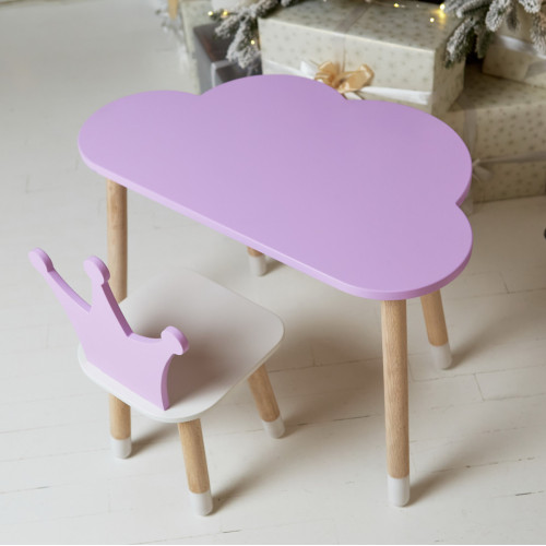 Дитячий столик хмарка та стільчик коронка фіолетовий WS-992524