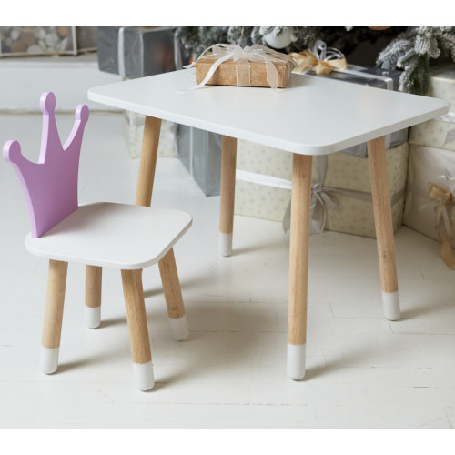 Дитячий білий столик та стільчик корона фіолетова WS-899766