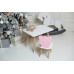 Білий столик і стільчик дитячий рожевий ведмежа з білим сидінням WS-230411