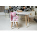 Белый столик и стульчик детский розовый зайчик с белым сиденьем WS-230002