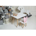 Білий стіл і стільчик дитячий рожевий зайчик з білим сидінням WS-230002