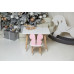 Белый столик и стульчик детский розовый бабочка с белым сидением WS-244112