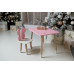 Розовый столик и стульчик детский бабочка с белым сиденьем WS-255122