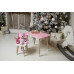 Розовый столик и стульчик детский корона с белым сиденьем WS-230007