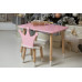 Розовый столик и стульчик детский корона с белым сиденьем WS-230007