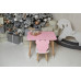 Розовый столик и стульчик детский медвежонок с белым сиденьем WS-112112