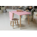 Розовый столик и стульчик детский медвежонок с белым сиденьем WS-112112