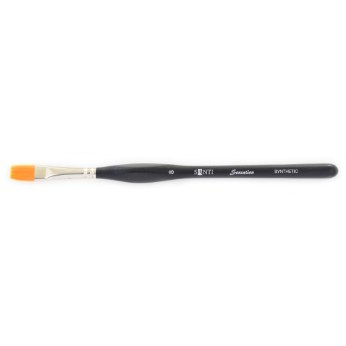 Художній пензель синтетика Santi Sensation коротка ручка з вигином плоский №8