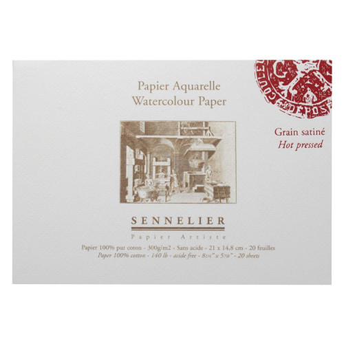 Склейка для акварели Sennelier, 300 г, горячее прессование, 20 листов 26x18 см