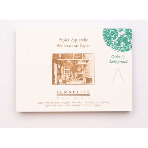 Склейка для акварелі Sennelier, 300 г, холодне пресування, 20 аркушів, (A6) 14,8x10,5 см