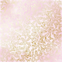 Аркуш одностороннього паперу з фольгуванням Golden Butterflies, color Pink shabby watercolor, 30,5х30,5 см