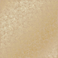 Лист односторонней бумаги с фольгированием Golden Rose leaves Kraft, 30,5х30,5 см