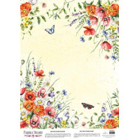 Лист кальки з малюнком деко веллум Summer meadow Макі, А3 (29,7х42 см)