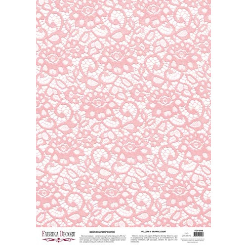 Лист кальки с рисунком деко веллум Розовое кружево, А3 (29,7х42 см)