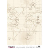 Лист кальки з малюнком деко веллум Старовинна карта, А3 (29,7х42 см)