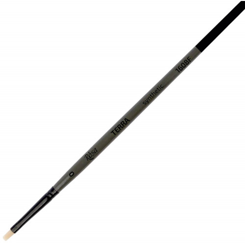 Кисть Синтетика плоская, TERRA 1608F, №0, длинная ручка ROSA 1608F0