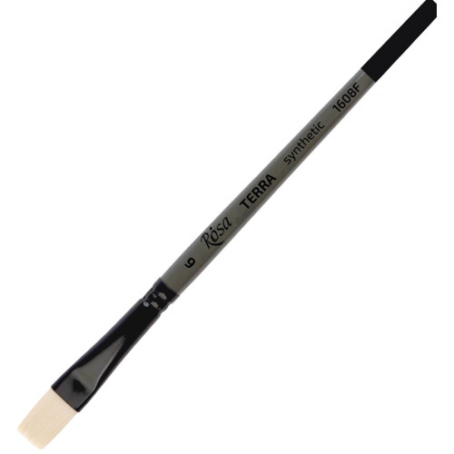 Кисть Синтетика плоская, TERRA 1608F, №6, длинная ручка ROSA 1608F06