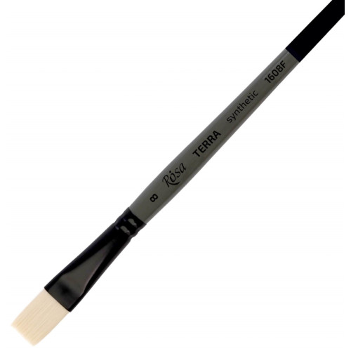 Кисть Синтетика плоская, TERRA 1608F, №8, длинная ручка ROSA 1608F08