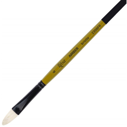 Кисть Щетина овальная, AMBER 2306FR, №6, длинная ручка ROSA 2306FR06