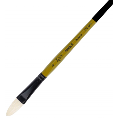 Кисть Щетина овальная, AMBER 2306FR, №8, длинная ручка ROSA 2306FR08