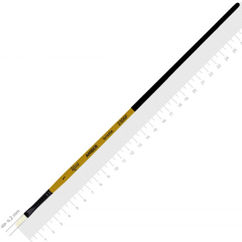 Кисть Щетина плоская, AMBER 2306F, №1, длинная ручка ROSA 2306F01