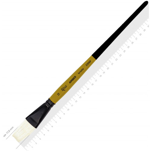 Кисть Щетина плоская, AMBER 2306F, №12, длинная ручка ROSA 2306F12