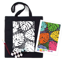 Екосумка 38х42 см, набір розмальовка чорна „Тропічне листя“, бавовна 240 г, ROSA Talent N0003615