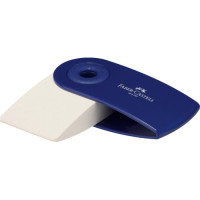 Ластик Faber-Castell SLEEVE Mini виниловый белый в красном / синем пластиковом чехле, 182411