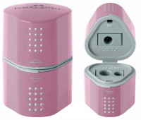 Точилка Faber-Castell TRIO Grip 2001 на 3 отвори з контейнерами, колір, пастельний рожевий, 183804